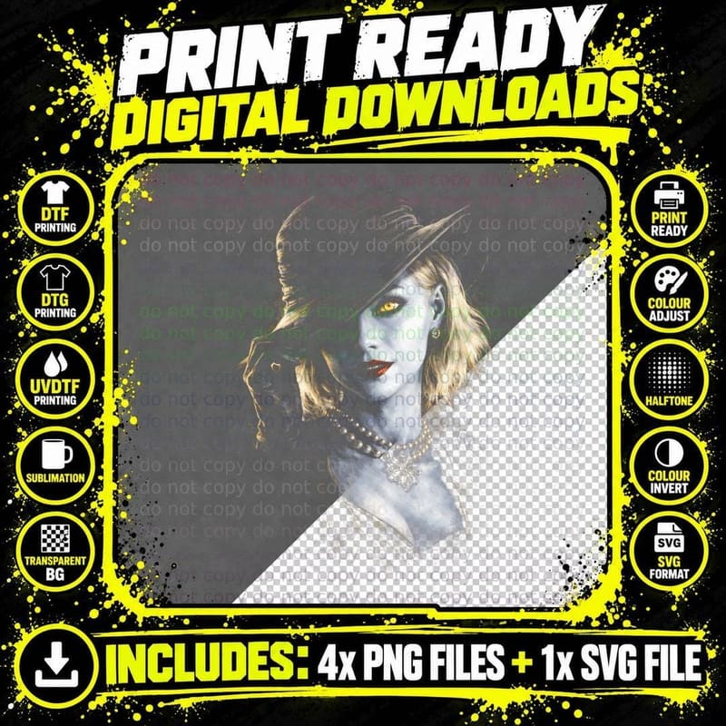 Infected Jill T-Shirt, Halftone Resident Evil Parasite Png SVG Digital Bundle