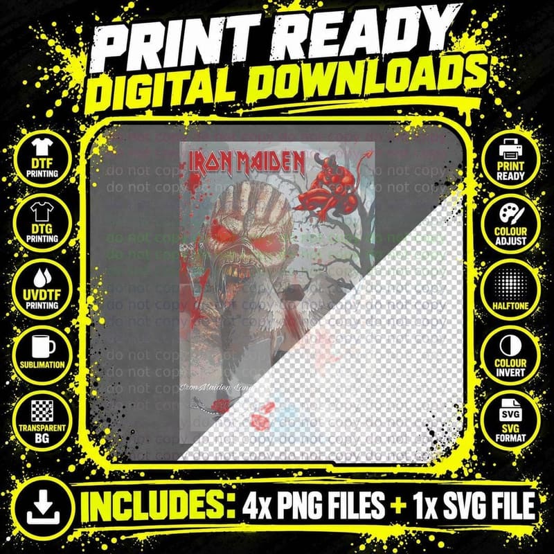 Iron Maiden Land Bloodied Eddie Face Ghost Woman Red Png SVG Digital Bundle