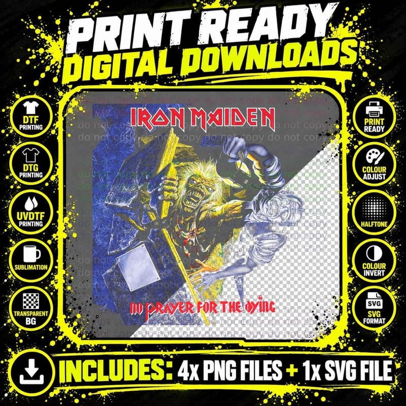 Iron Maiden No Prayer for the Dying Skeleton Warrior Png SVG Digital Bundle