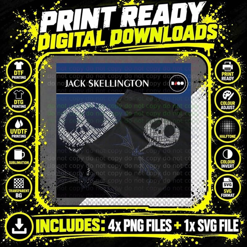 Jack Skellington White Pumpkin King Nightmare Character Png SVG Digital Bundle
