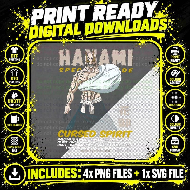 Jjk Hanami Spirit Cursed White Skeleton Wrapped Japanese Png SVG Digital Bundle