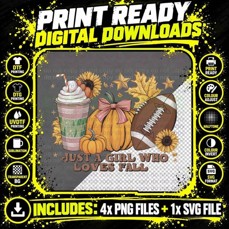 Just a Girl Who Loves Fall T-Shirt Png SVG Digital Bundle