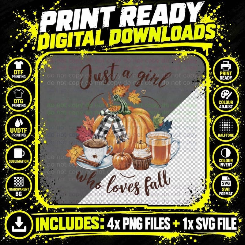 Just a Girl Who Loves Fall T-Shirt Png SVG Digital Bundle