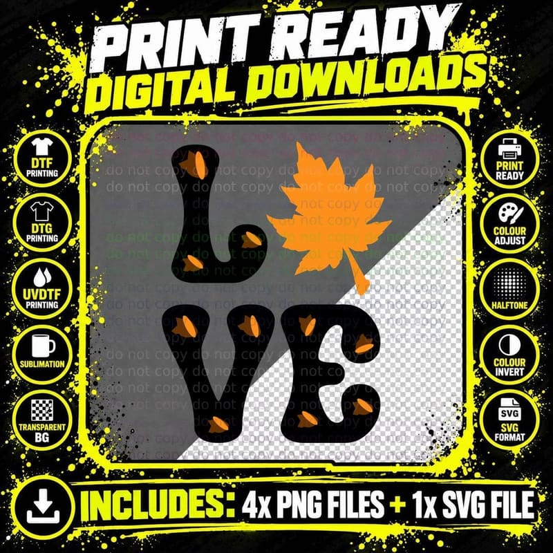 Large Maple Leaf Falling Fall T-Shirt Png SVG Digital Bundle