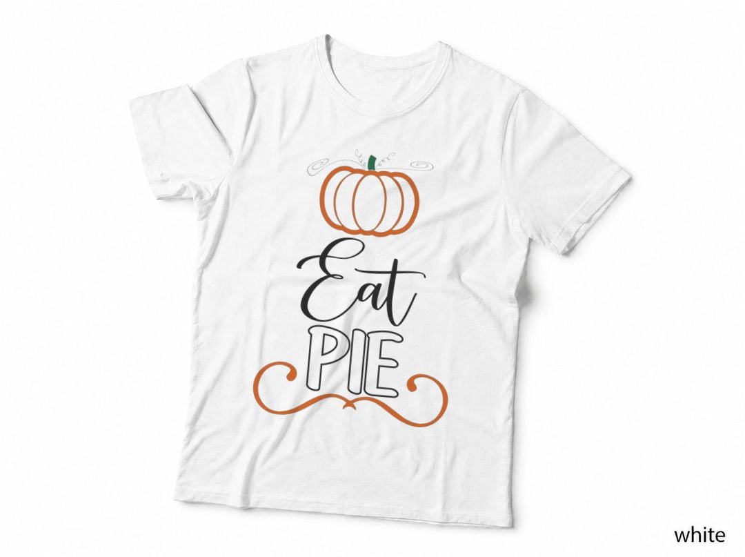 Large Orange Pumpkin Outline Fall T-Shirt, Autumn Season Graphic Tee