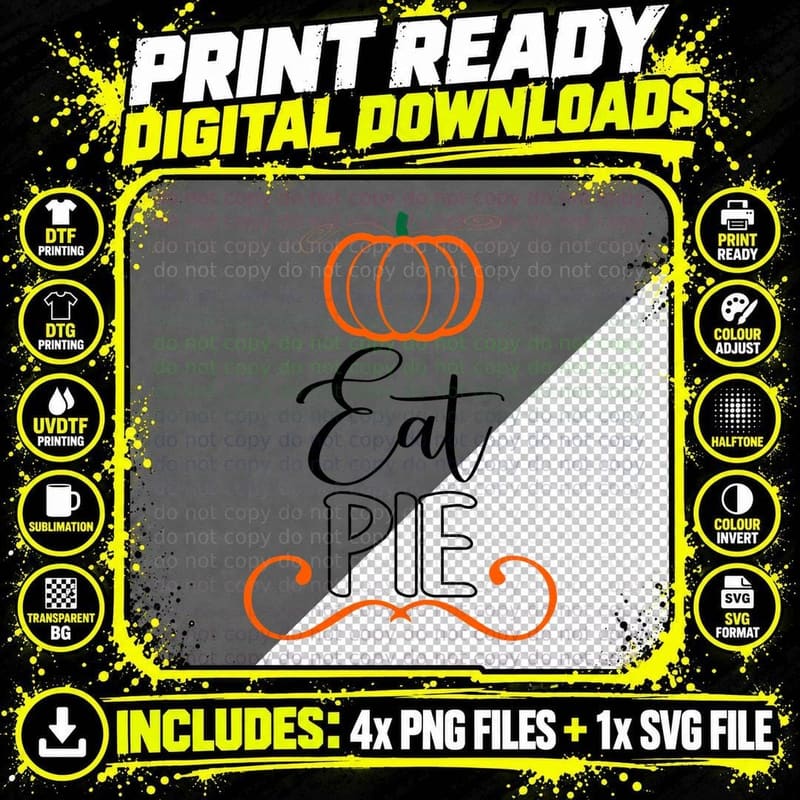 Large Orange Pumpkin Outline Fall T-Shirt Png SVG Digital Bundle