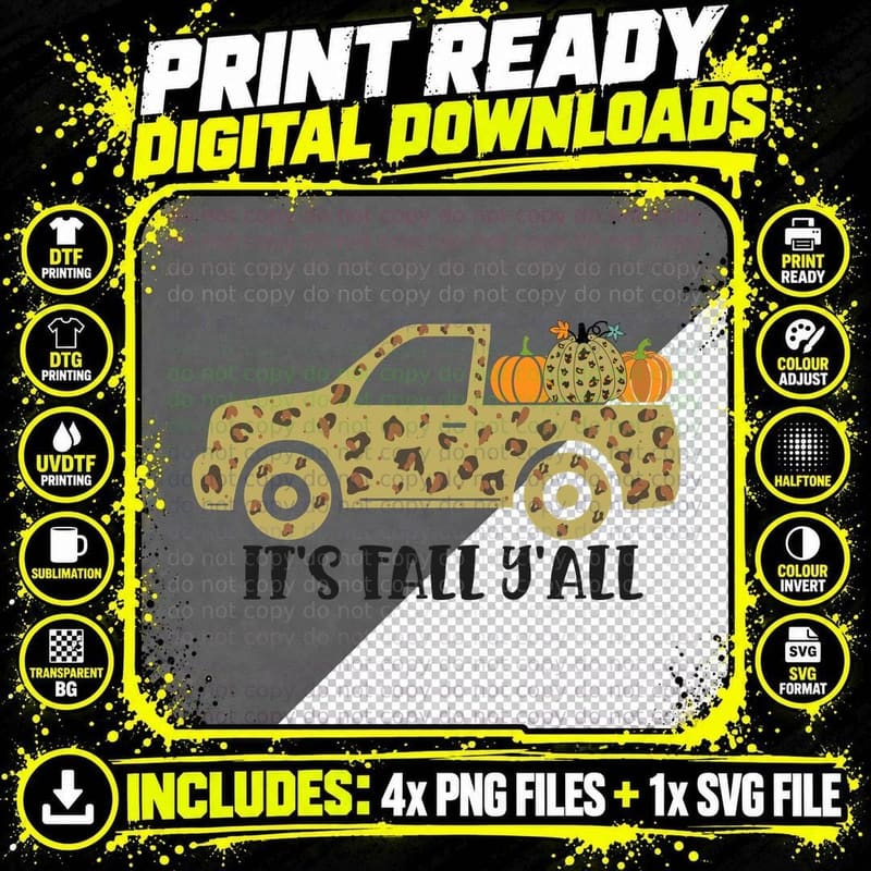Leopard Pumpkin Leaves Fall T-Shirt Png SVG Digital Bundle