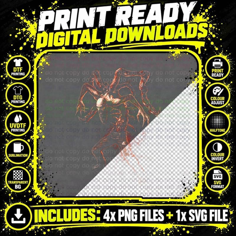 Licker Bioweapon T-Shirt, Halftone Resident Evil Png SVG Digital Bundle