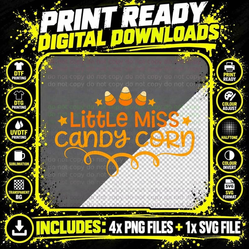 Little Miss Candy Corn T-Shirt Png SVG Digital Bundle