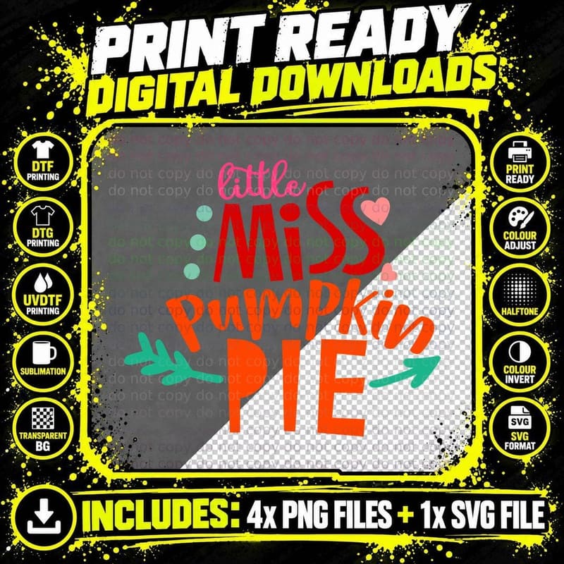 Little Miss Pumpkin Pie T-Shirt Png SVG Digital Bundle