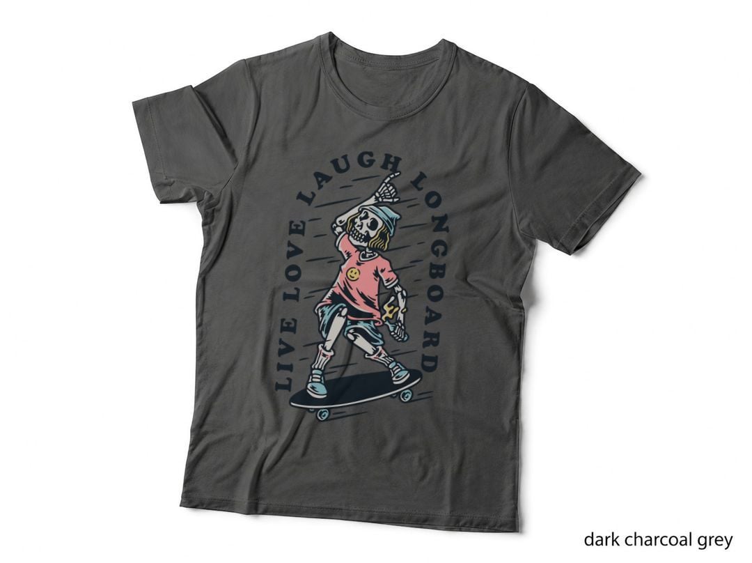 Longboard Skeleton Live Love Skateboard Pink Shirt Culture T-Shirt