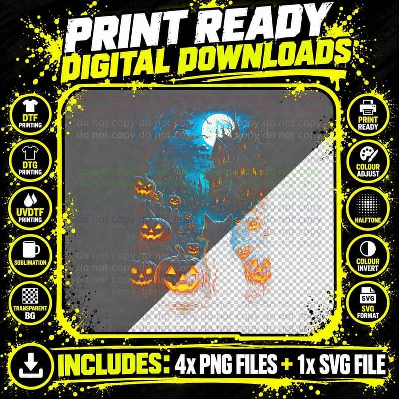 Masked Ghost Slasher T-Shirt, Halftone Horror Killer Png SVG Digital Bundle