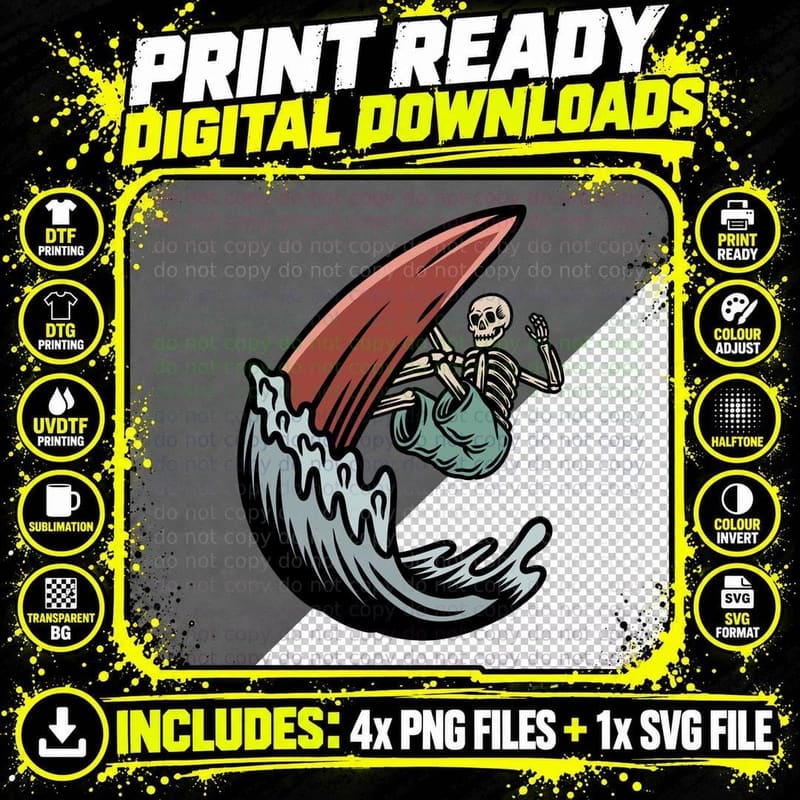 Mermaid Skeleton Water Mythology T-Shirt Png SVG Digital Bundle