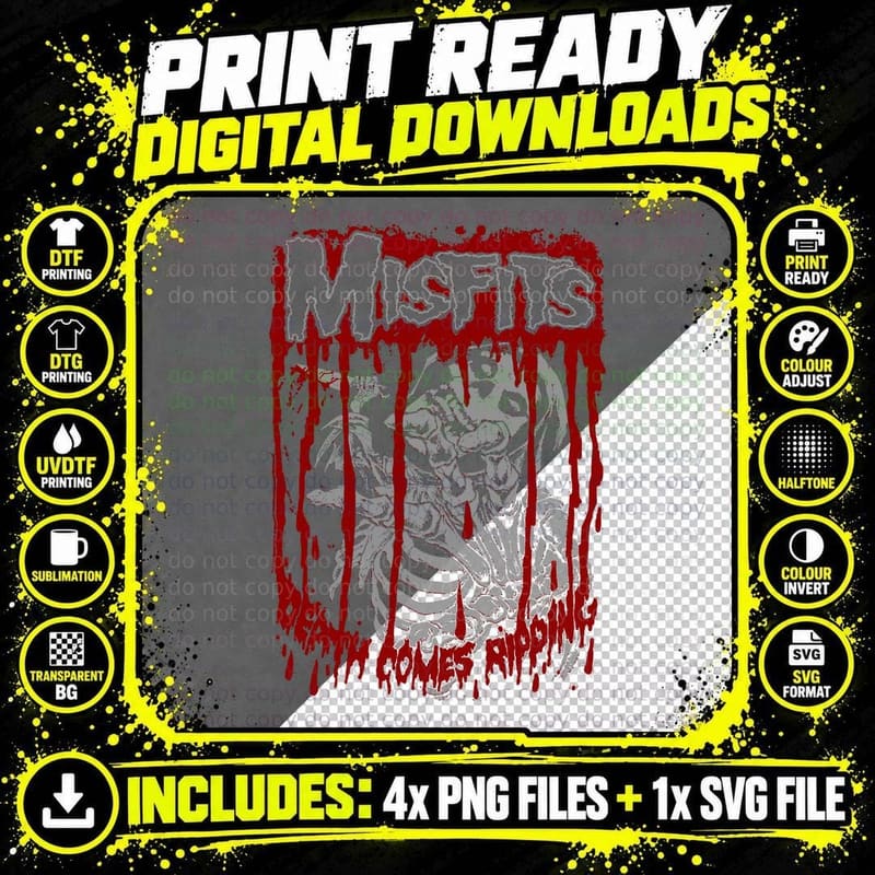 Misfits Death Comes Ripping Exposed Ribcage Skeleton Png SVG Digital Bundle