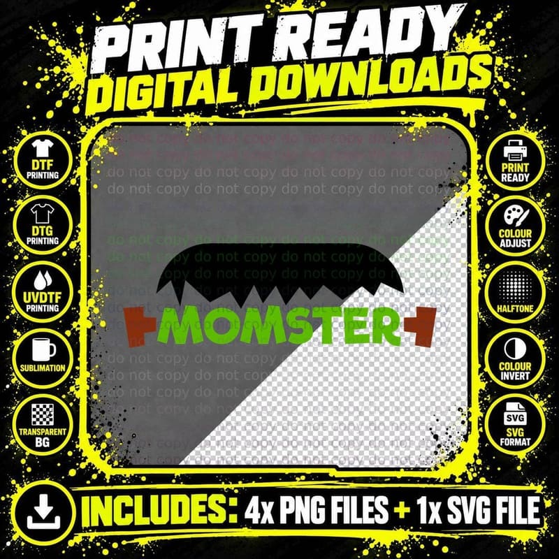 Monster Frankenstein Lime-Green Stitched T-Shirt Png SVG Digital Bundle