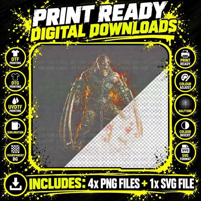 Nemesis Chainsaw T-Shirt, Halftone Resident Evil Png SVG Digital Bundle