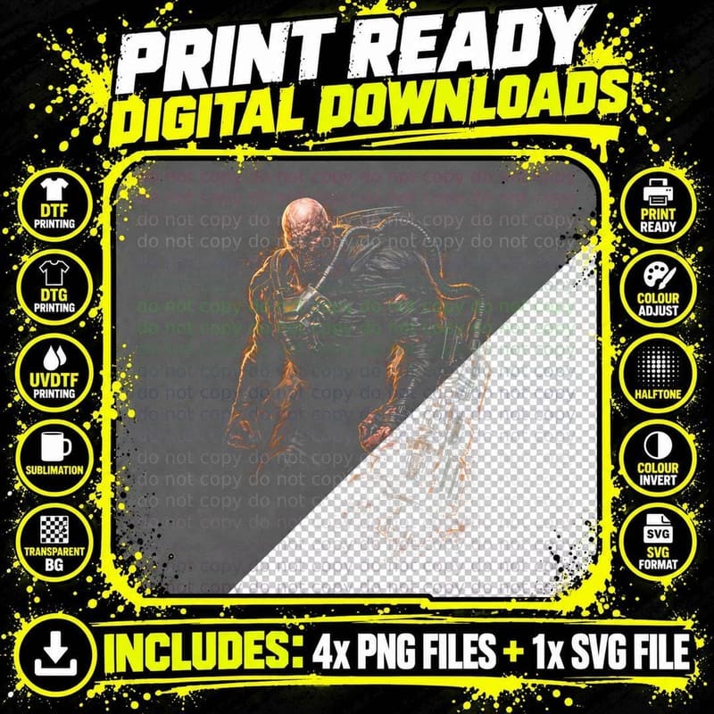 Nemesis T-Shirt, Halftone Resident Evil Cybernetic Png SVG Digital Bundle