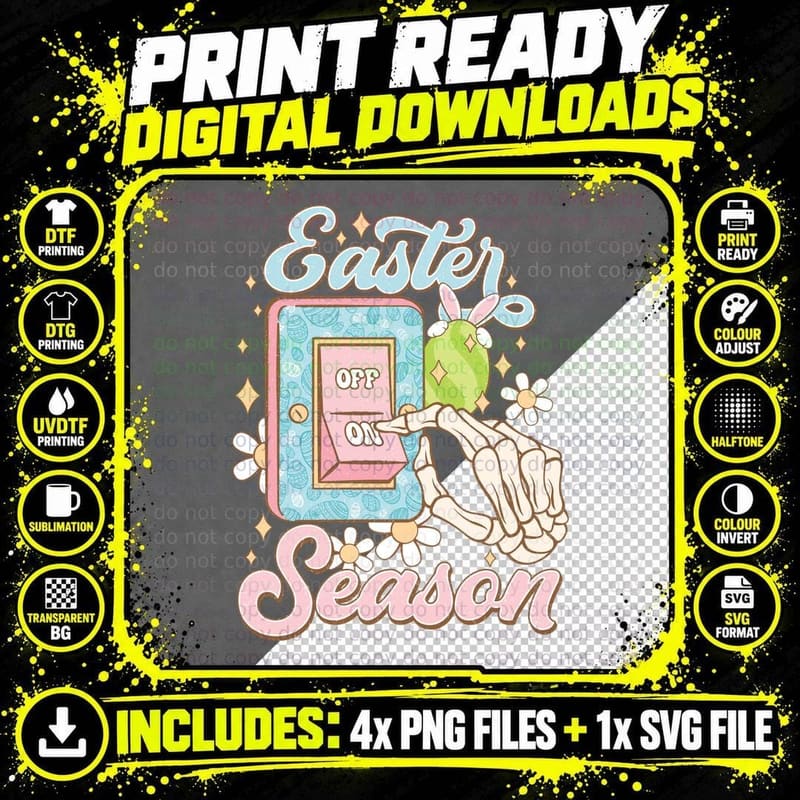 Off on Easter T-Shirt, Skeleton Hand Turning on Easter Png SVG Digital Bundle