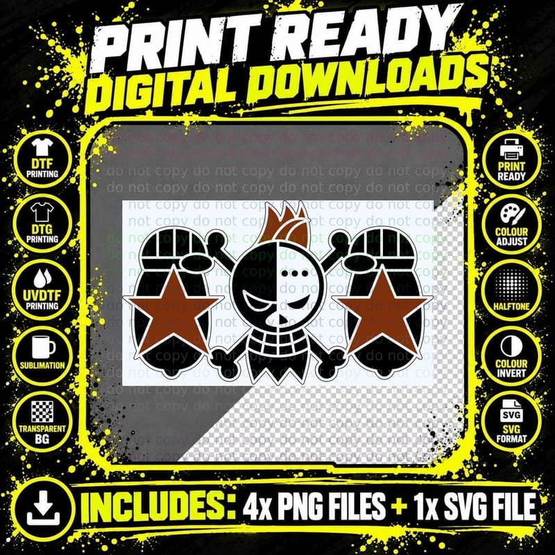 One Piece Skeletal Character White Skeleton with Blue Png SVG Digital Bundle