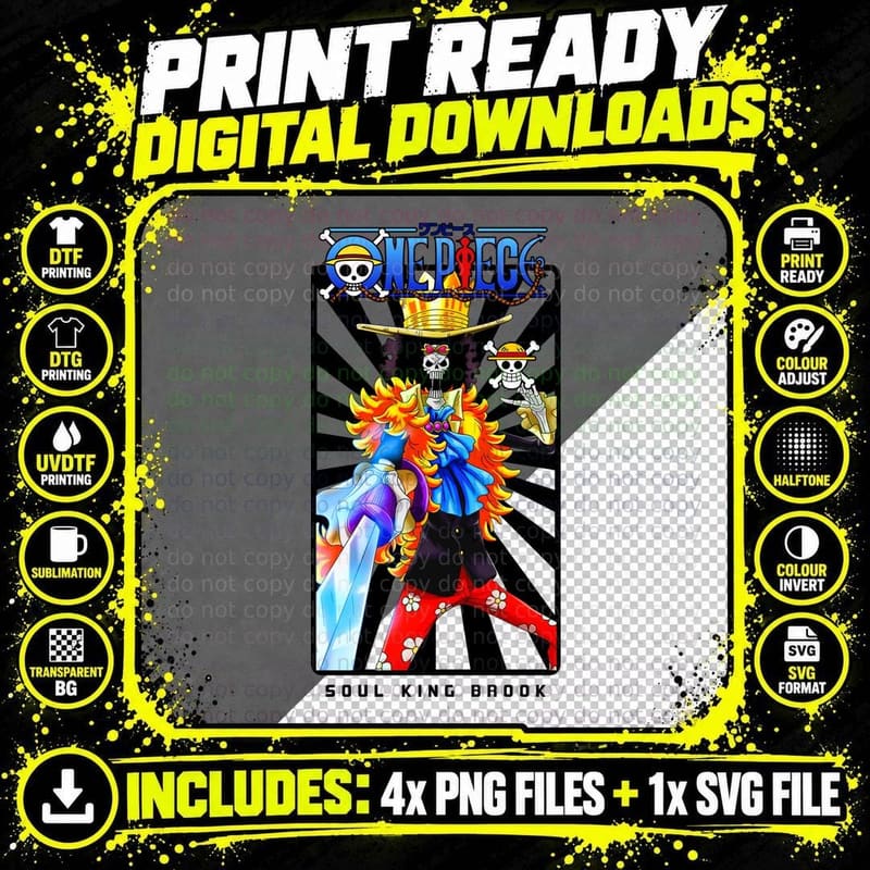 One Piece Soul King Brook Crew Multiple Characters Png SVG Digital Bundle
