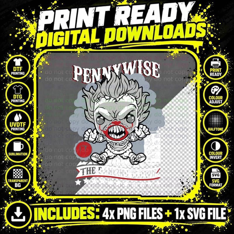 Pennywise We All Float Down Here the Dancing Clown Png SVG Digital Bundle