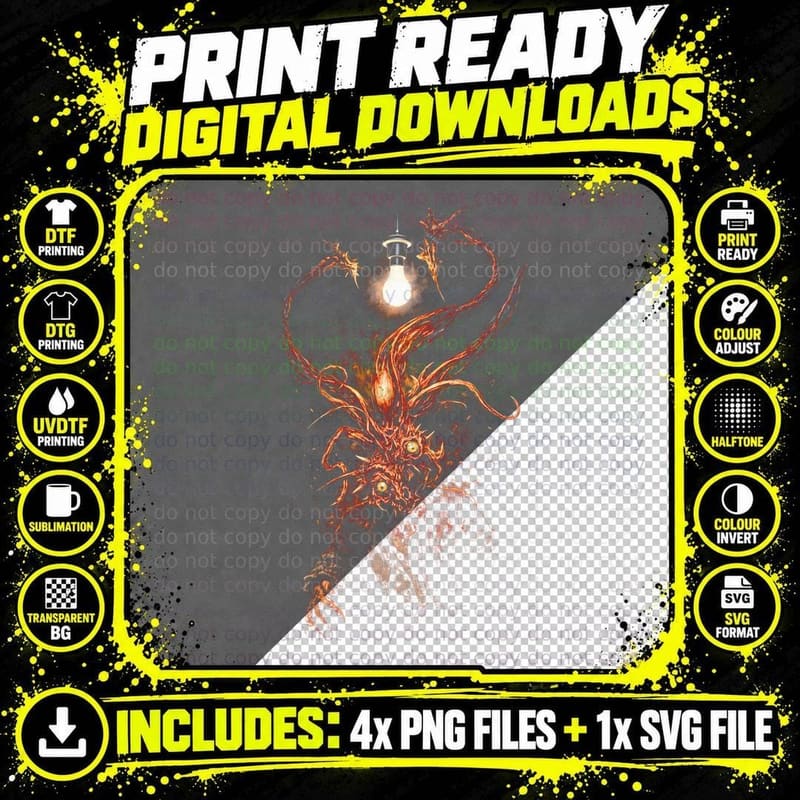 Plant Bioweapon T-Shirt, Halftone Resident Evil Creature Png SVG Digital Bundle