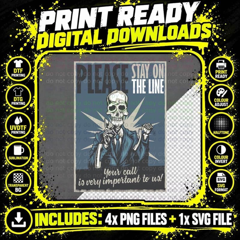Please Stay on Line on the Your Call Is Very Important Png SVG Digital Bundle