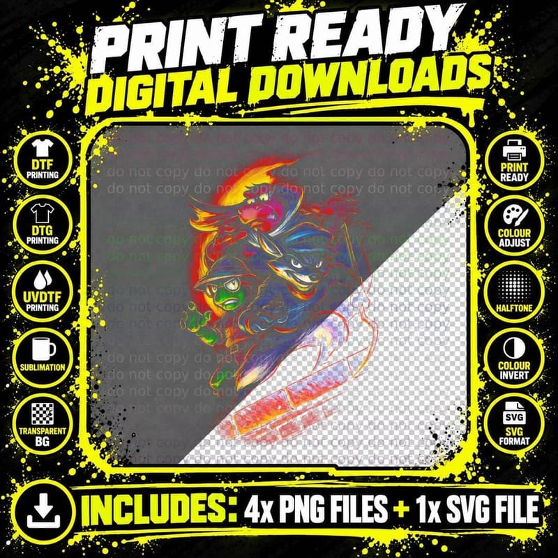Pumpkin Bolt Creature T-Shirt, Halftone Video Game Png SVG Digital Bundle