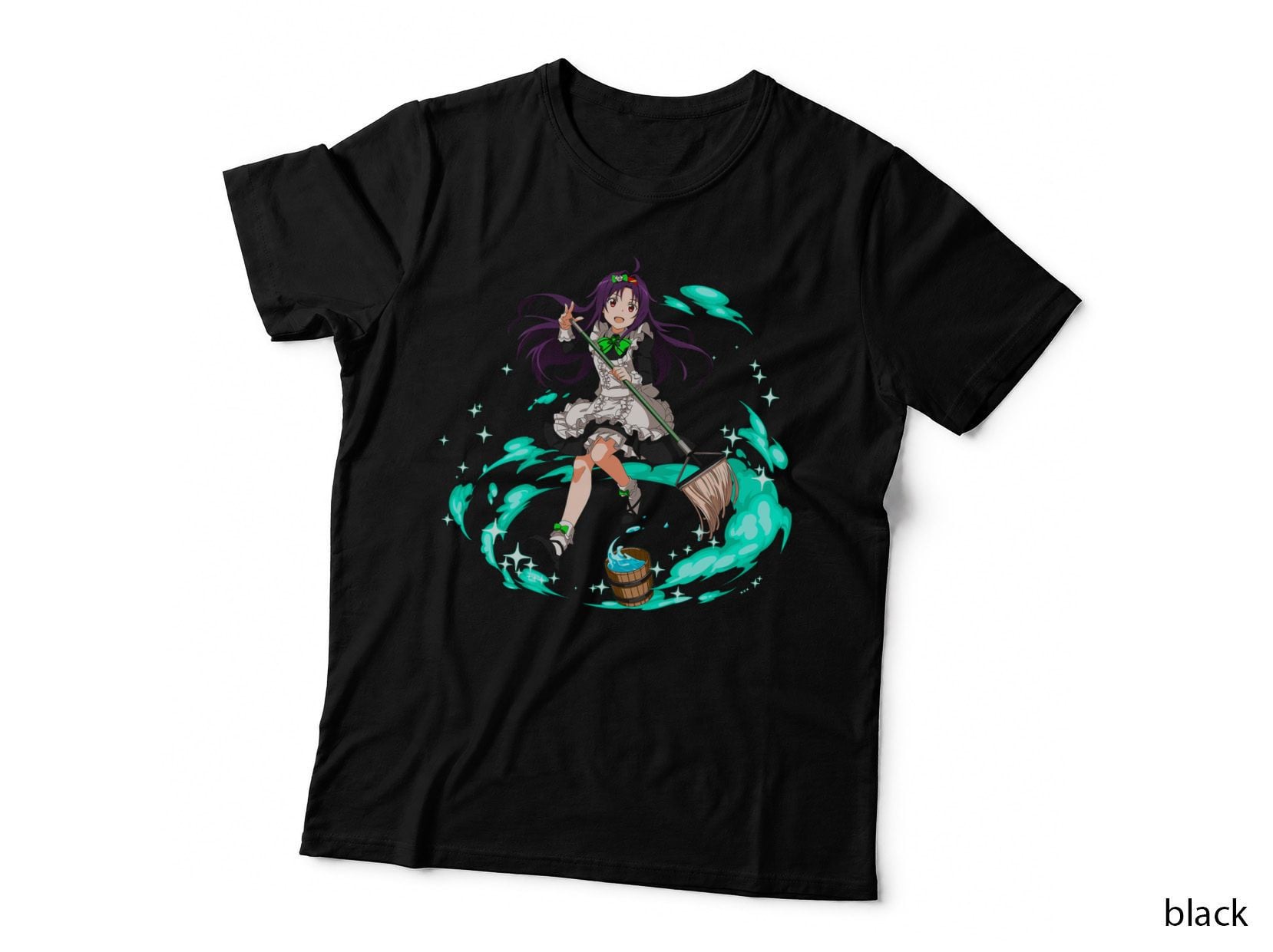 Purple Witch Purple-Haired Girl Cyan Magical Effects T-Shirt