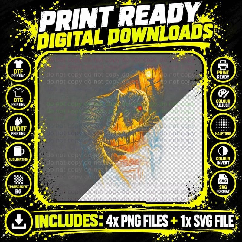 Reaper Lantern Ghost T-Shirt, Halftone Horror Halloween Png SVG Digital Bundle