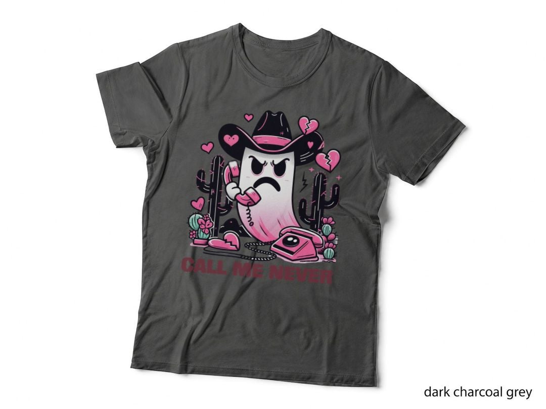 Rejector Call Me Never Angry Ghost with Broken Hearts and Phone Y2k T-Shirt