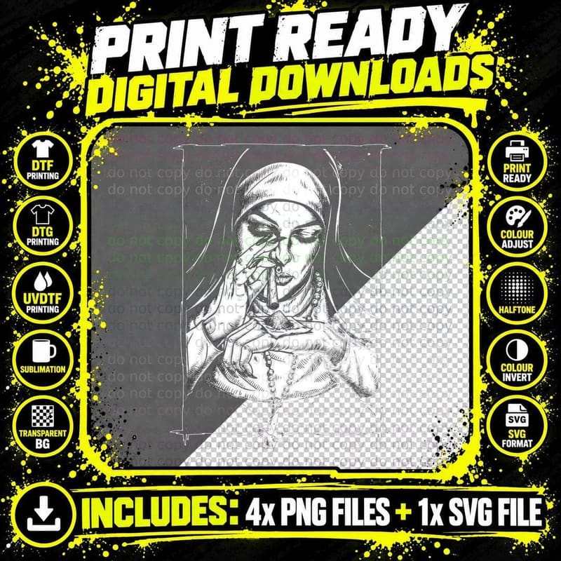 Religious Horror Imagery Surreal Disturbing T-Shirt Png SVG Digital Bundle