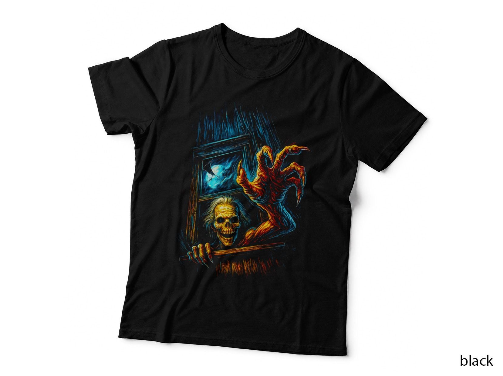 Rising Zombie T-Shirt, Halftone Horror Undead Graphic Tee, Halloween Scary Shirt