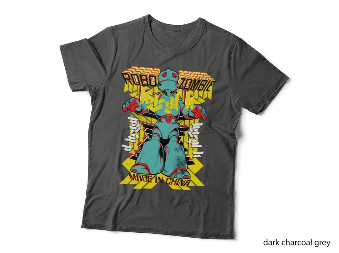 Robo Zombie Made in China Robot Yellow Black Retro Mechanical T-Shirt