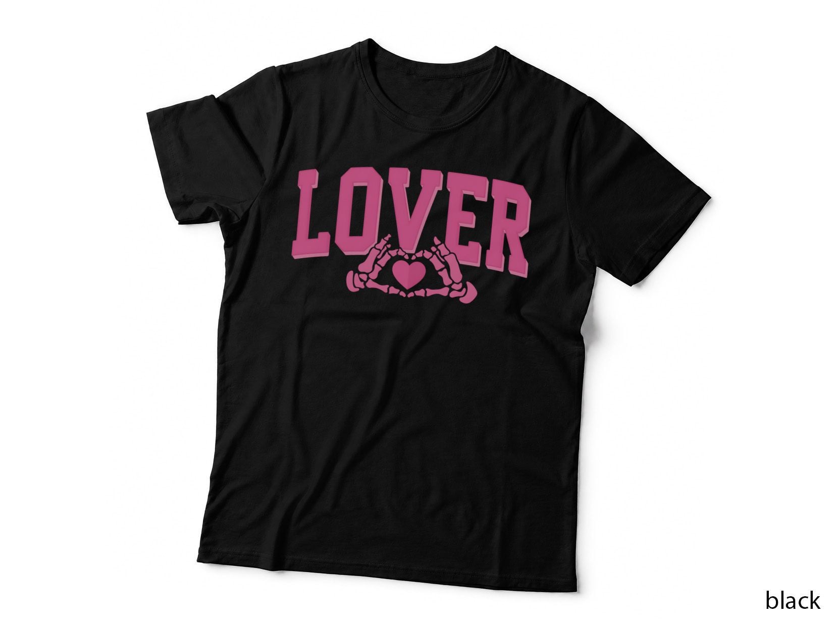 Romantic Lover Pink Distressed Text with Skeleton Hand Heart Alt T-Shirt