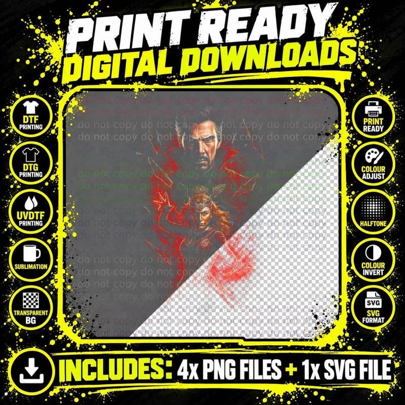 Scarlet Witch T-Shirt, Halftone Sorcery Graphic Tee Png SVG Digital Bundle