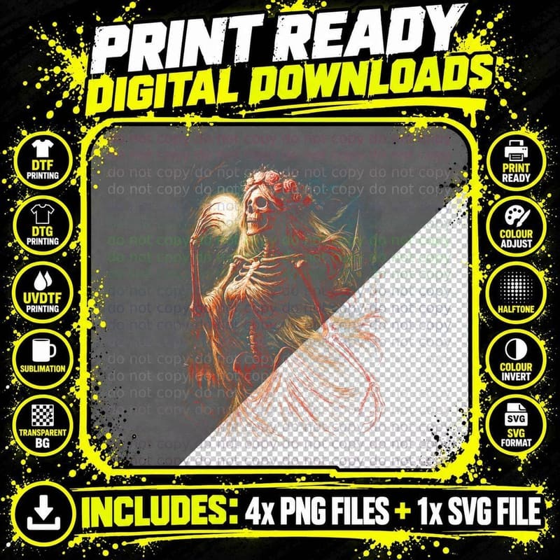 Scythe Roses Reaper T-Shirt, Halftone Gothic Skull Png SVG Digital Bundle