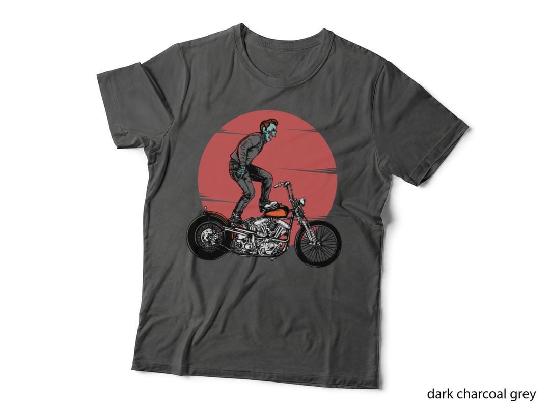 Skeleton Chopper Rider Motorcycle Red Gothic Vintage T-Shirt