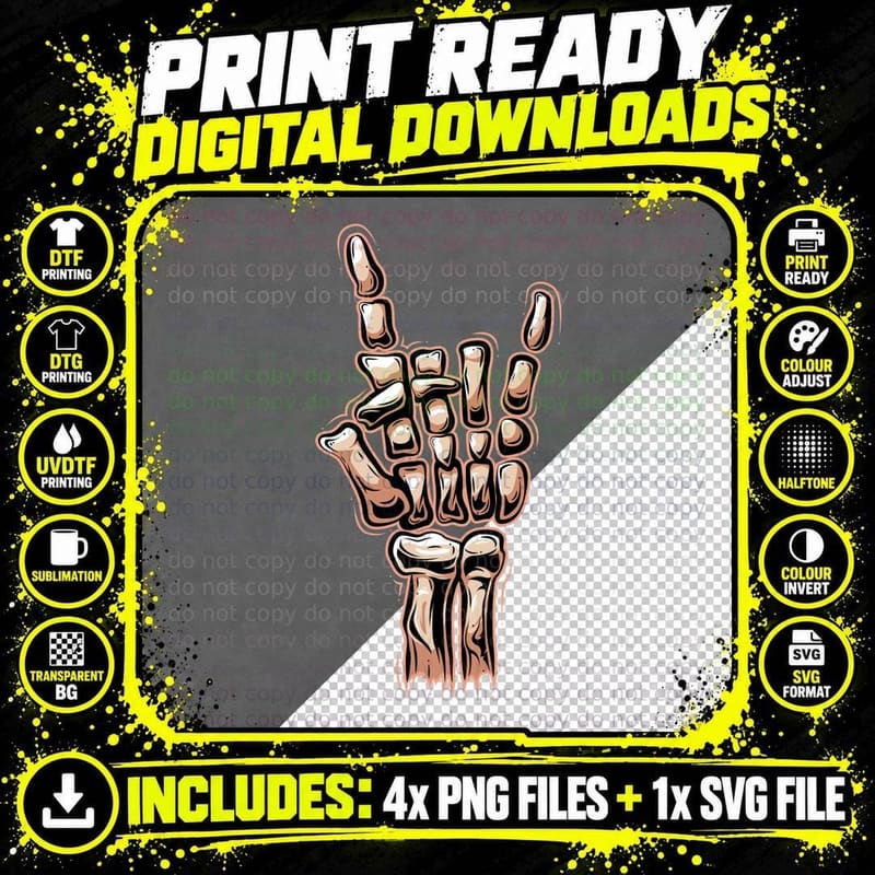 Skeleton Hand Stay Wild Retro Bone Text T-Shirt Png SVG Digital Bundle