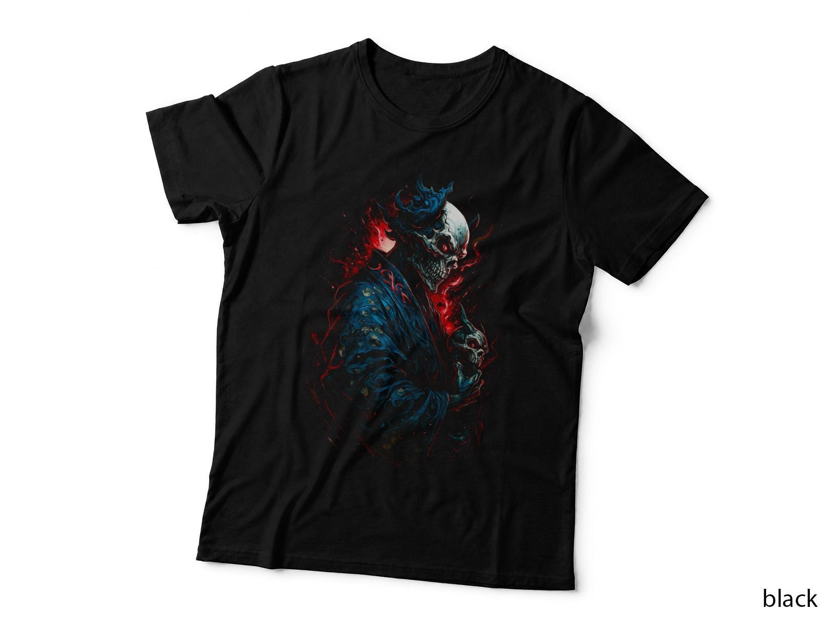 Skeleton Medusa Snakes Hair T-Shirt, Halftone Gothic Skull Graphic Tee
