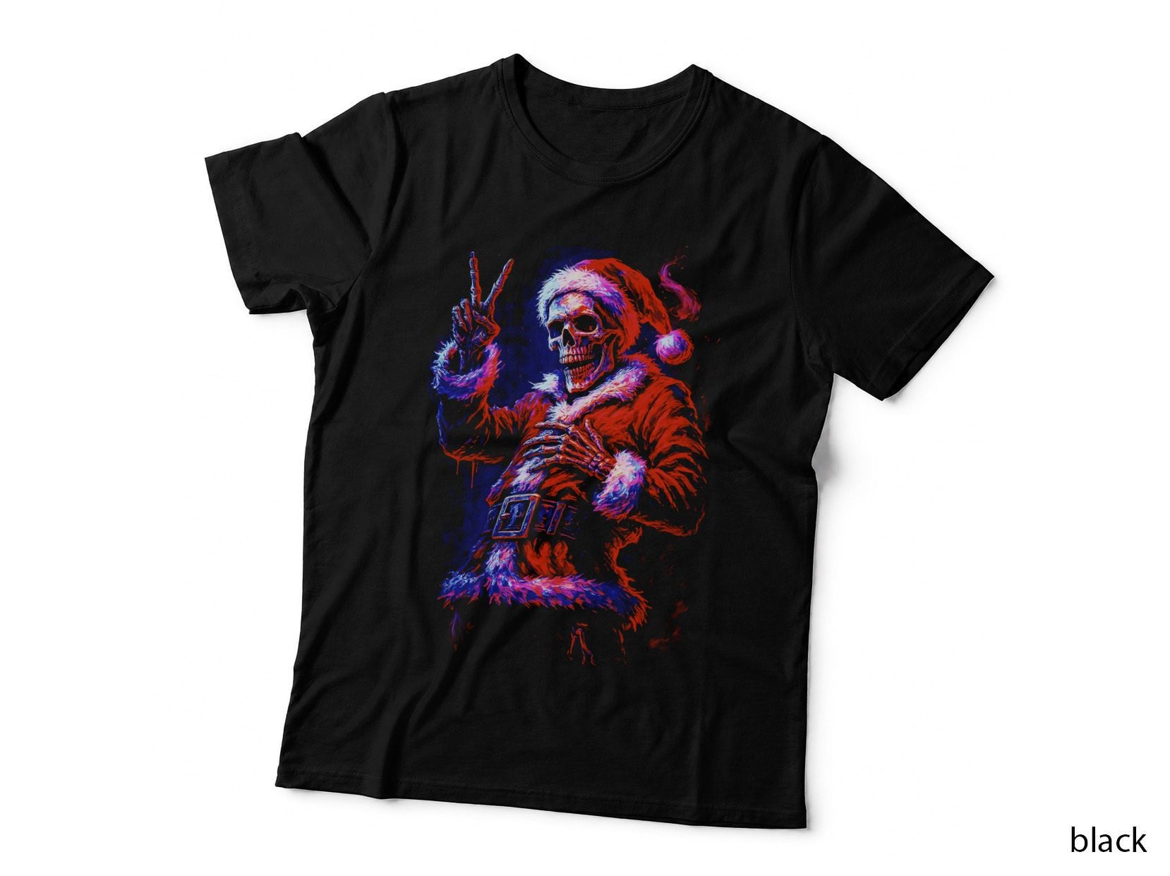 Skeleton Purple Energy Red Halftone Distressed Figure T-Shirt