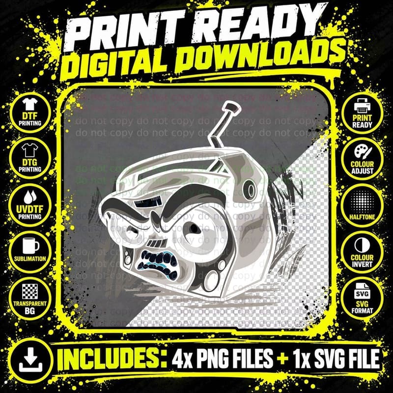 Skeleton Radio Skull Boombox Retro Vintage T-Shirt Png SVG Digital Bundle
