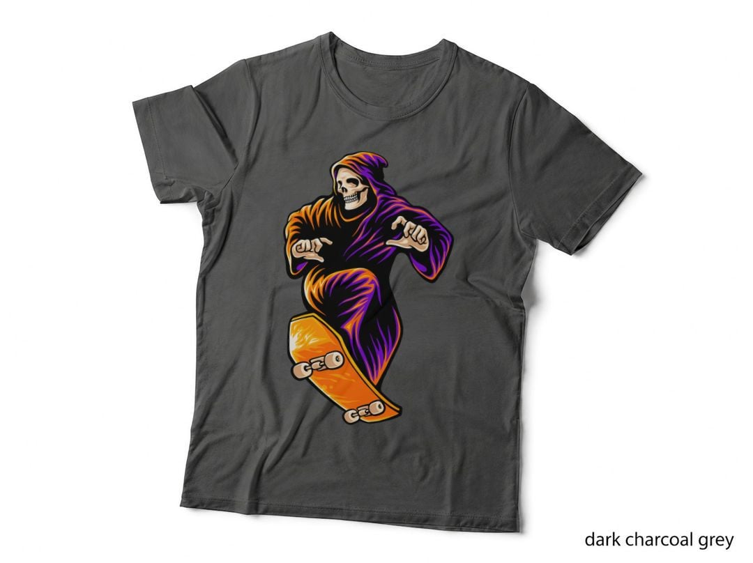 Skeleton Skateboard Purple Orange T-Shirt
