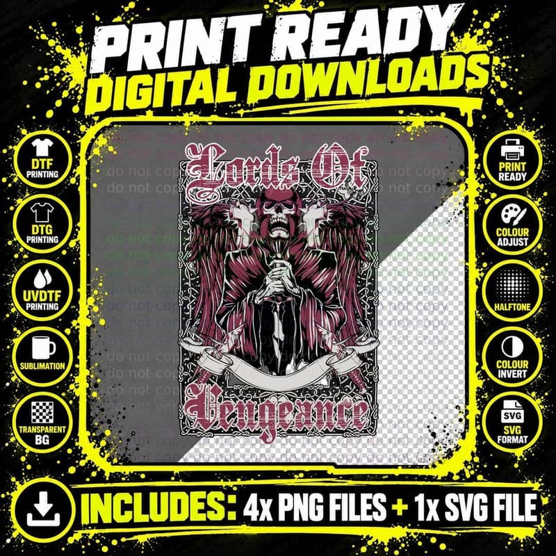 Skeleton Wings Ornate Gothic Dark Design T-Shirt Png SVG Digital Bundle