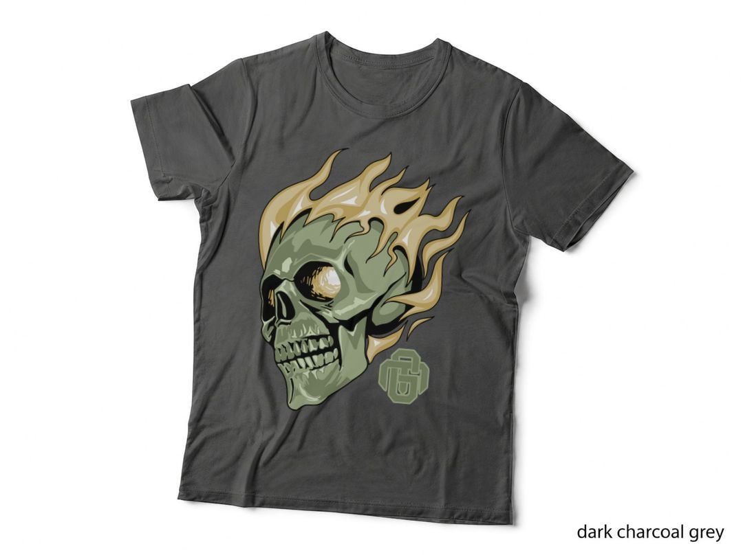 Skull Flame Green Horror Death Neon T-Shirt