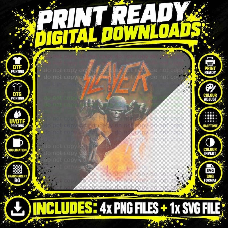 Slayer Skeleton Puppeteer Marionettes Helmet Fire Orange Png SVG Digital Bundle