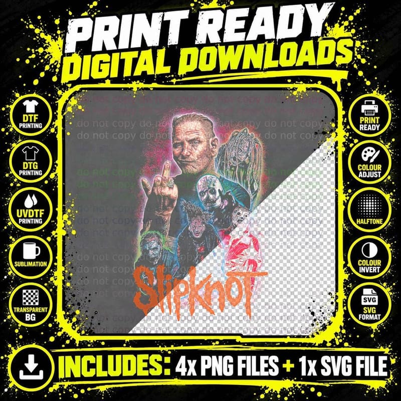 Slipknot Hooded Skeleton Figure Red T-Shirt Png SVG Digital Bundle