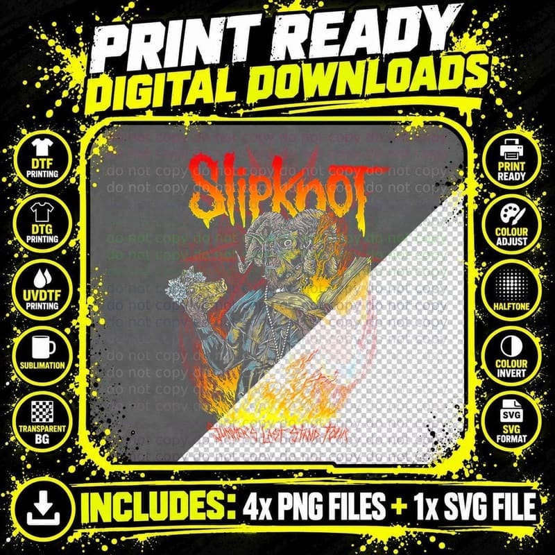 Slipknot Souls Last Stand Tour Skeleton Flames Red Png SVG Digital Bundle