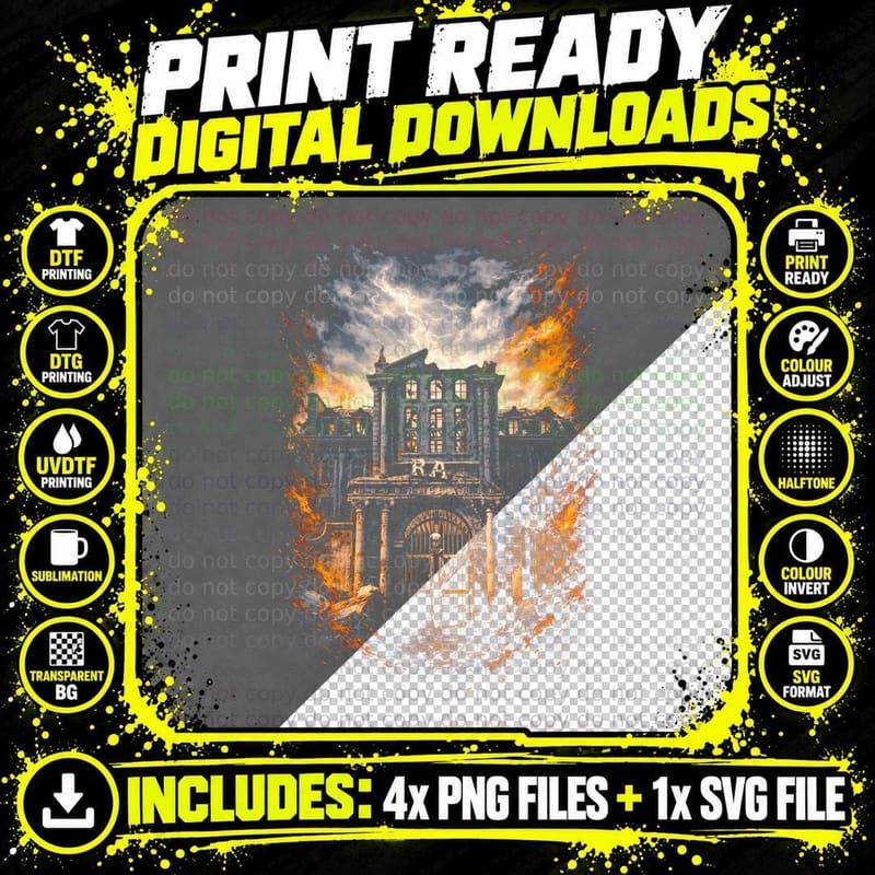 Spencer Mansion T-Shirt, Halftone Resident Evil Mansion Png SVG Digital Bundle