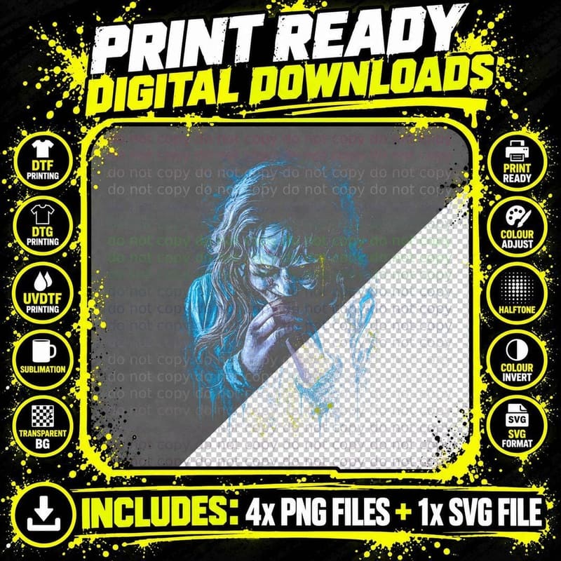 The Exorcist T-Shirt, Halftone Horror Movie Graphic Tee Png SVG Digital Bundle